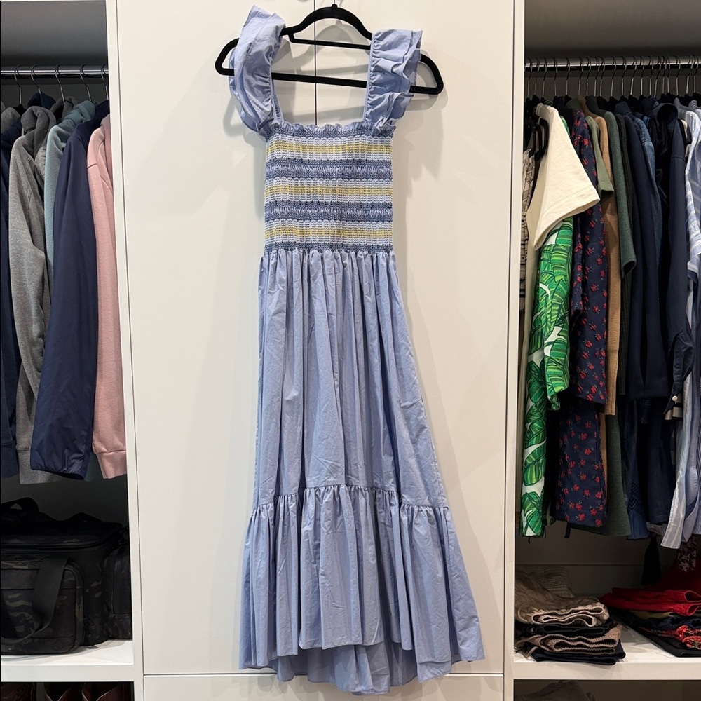 Cara Cara Light Blue Smocked Maxi Dress with Ruffle Straps